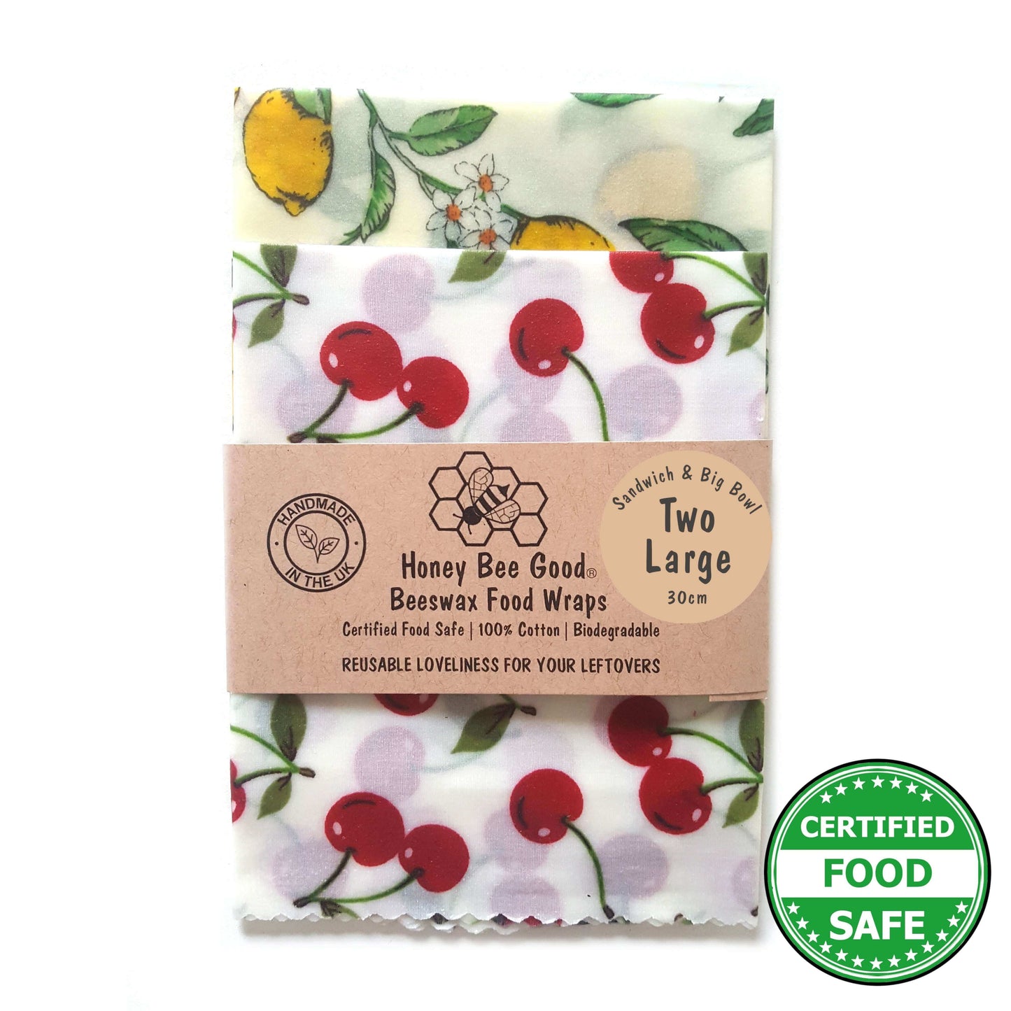 Set of 2 Large Handmade Edible Beeswax Wraps | Kitchen