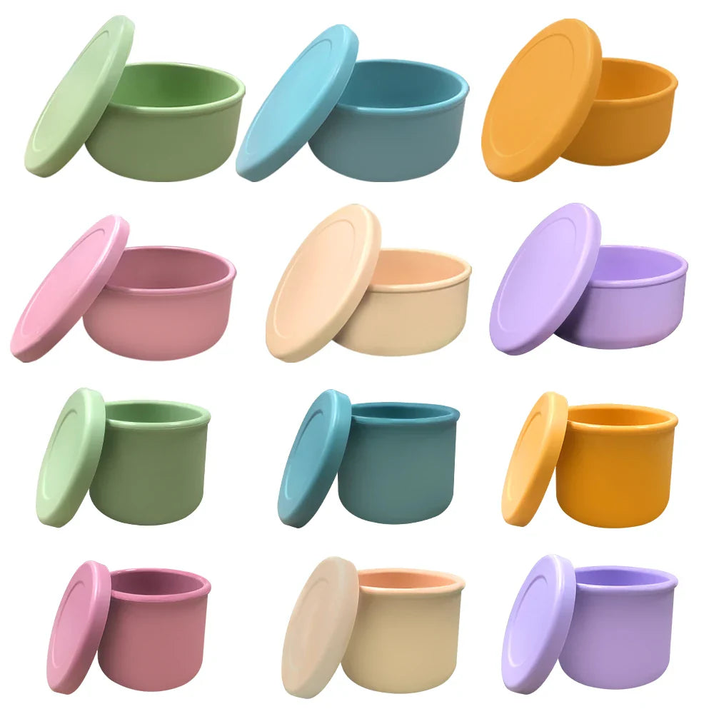 Food Grade, Eco-Friendly Silicone Crisper Bowl with Cover, Microwave, Oven Heating, Office Lunch Box, Tableware Set Bowl and Cup