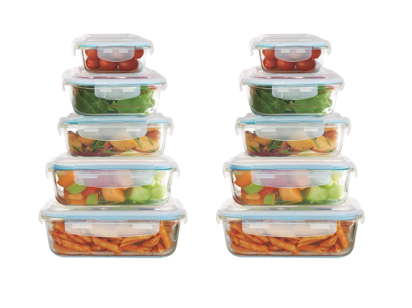 10-Piece Glass Food Storage Containers with Airtight Locking Lids (10 Containers + 10 Lids)