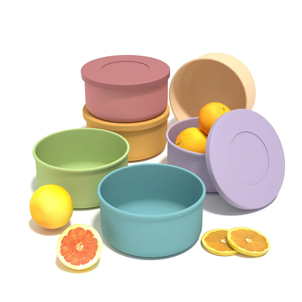 Food Grade, Eco-Friendly Silicone Crisper Bowl with Cover, Microwave, Oven Heating, Office Lunch Box, Tableware Set Bowl and Cup